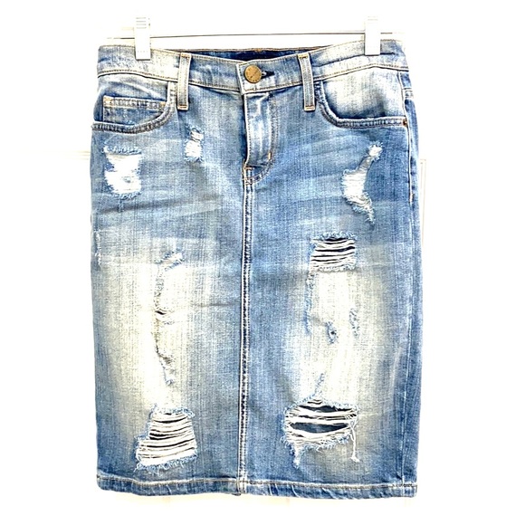Current Elliot distressed denim pencil skirt - Picture 3 of 7